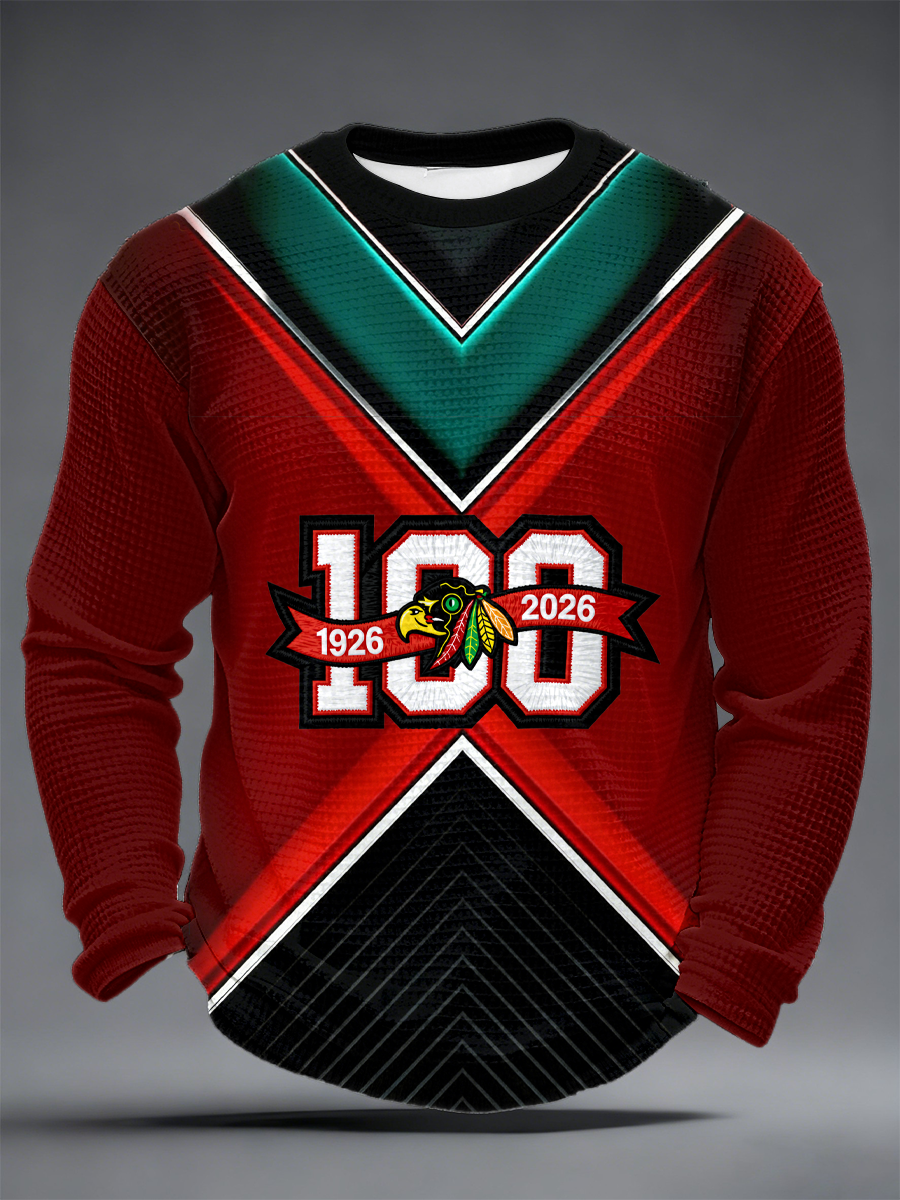 Men's Hockey Waffle Printed Sweatshirt