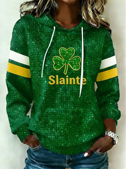 Women's St. Patrick's Day Print Large-sized Hooded Sweatshirt
