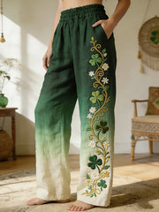 Women's St. Patrick's Day Lucky Shamrock Print Pants