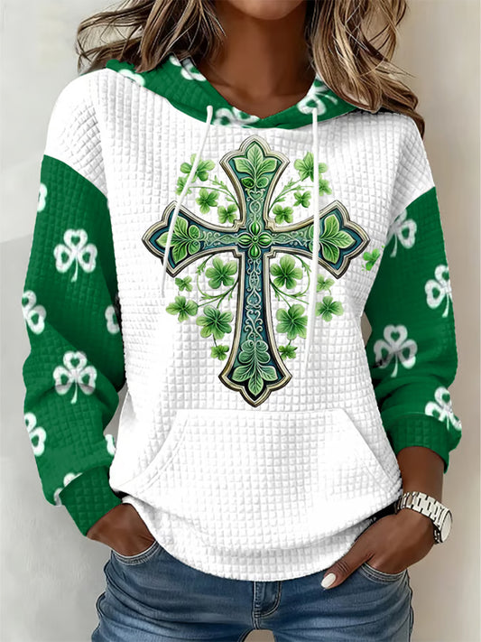 Women's St. Patrick's Day Print Large-sized Hooded Sweatshirt