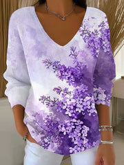 Women's Purple Art Printed Casual Top