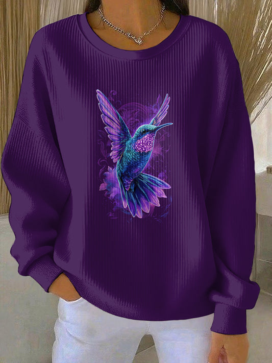 Women's Purple Art Print Casual Sweatshirt