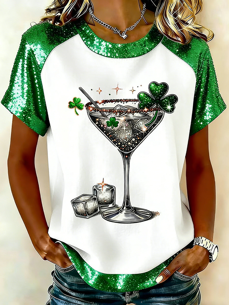 Women's St Patrick’s Shamrock Hot Mess Printed Short-Sleeved T-Shirt