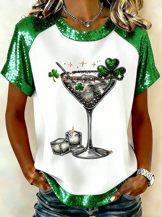 Women's St Patrick’s Shamrock Hot Mess Printed Short-Sleeved T-Shirt