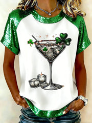 Women's St Patrick’s Shamrock Hot Mess Printed Short-Sleeved T-Shirt