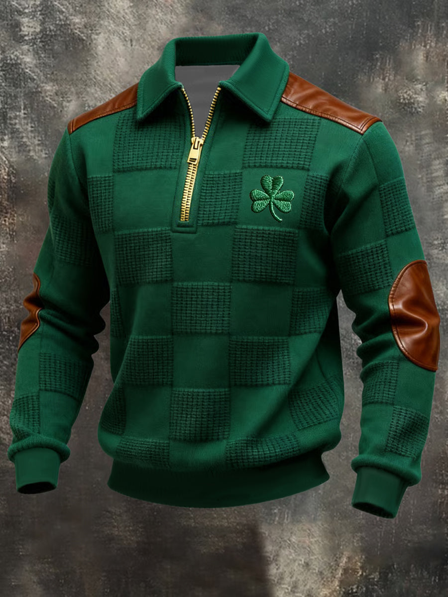 Men's St. Patrick's Day Shamrock Art  Zip-Up Hoodie