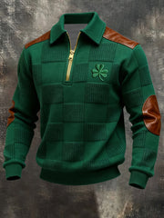 Men's St. Patrick's Day Shamrock Art  Zip-Up Hoodie