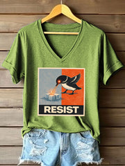 Women's Abolish ICE Loon Print V-Neck T-Shirt