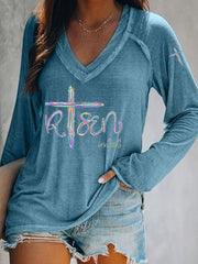 Women's 'He Is Risen' Printed Casual T-Shirt