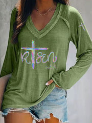 Women's 'He Is Risen' Printed Casual T-Shirt