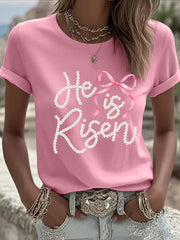 Women's 'He Is Risen' Printed Casual T-Shirt