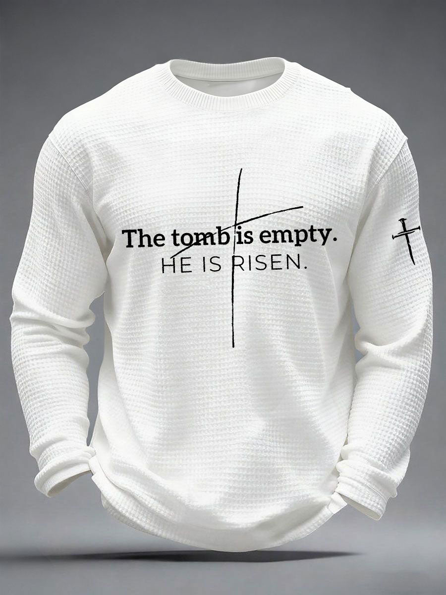 Men's 'He Is Risen' Waffle Print Casual T-Shirt