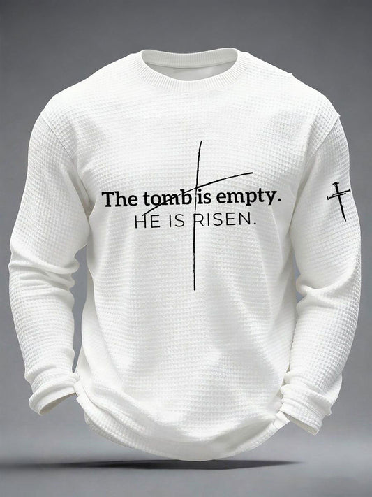 Men's 'He Is Risen' Waffle Print Casual T-Shirt