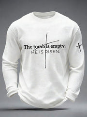 Men's 'He Is Risen' Waffle Print Casual T-Shirt