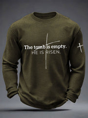 Men's 'He Is Risen' Waffle Print Casual T-Shirt